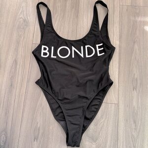 Brunette the Label BLONDE Low Back One Piece Swimsuit Bathing Suit Black XS